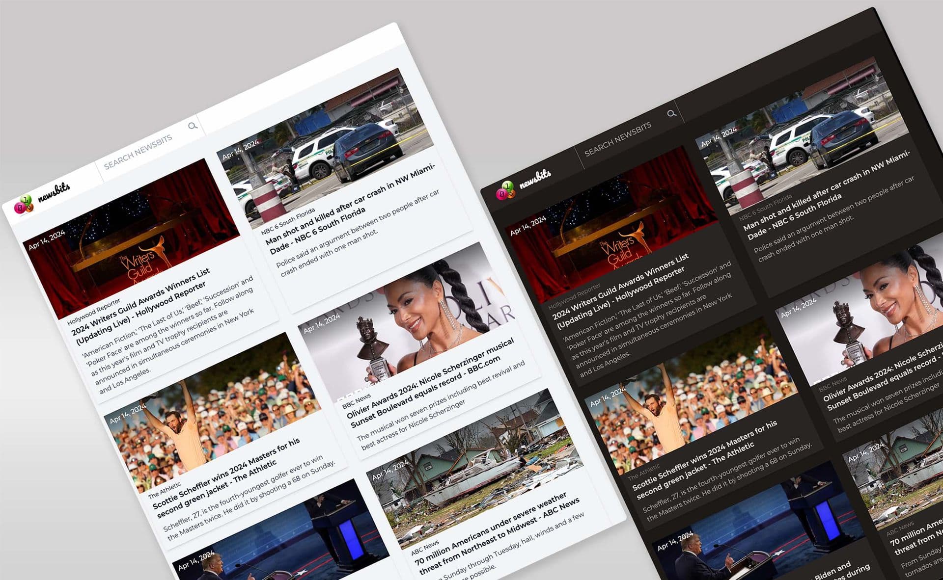 An image comparing light mode and dark mode interfaces within a mobile app.